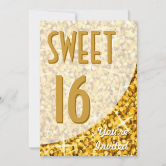 Glitz "Gold" curve "Sweet 16" invitation