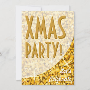 Glitz "Gold" curve "Xmas Party!" invitation