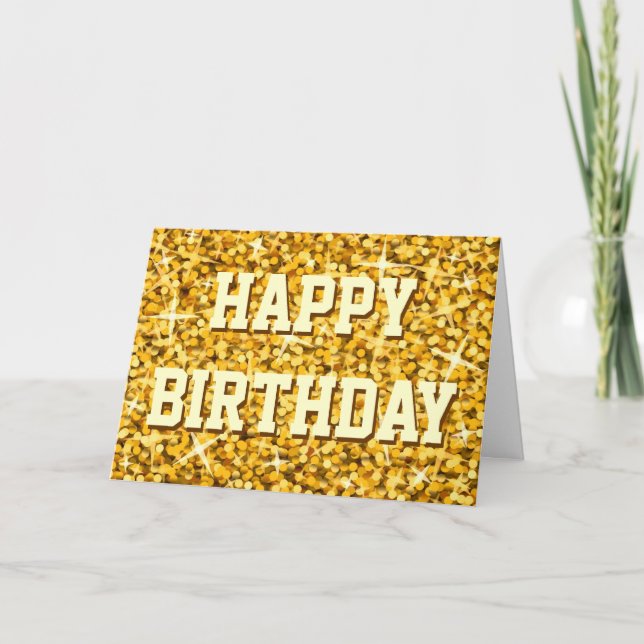 Glitz "Gold" 'Happy Birthday' front & inside text Card (Front)