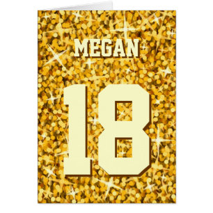 Glitz Gold 'Name and Age' 'Happy Birthday' card