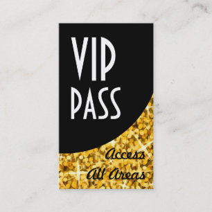 Glitz "Gold" 'VIP Pass' Black Curve business card