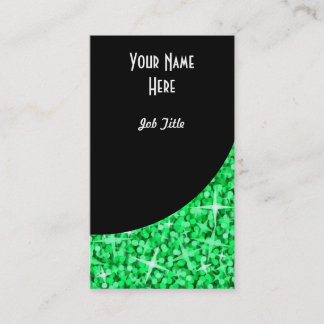 Glitz Green Black Curve business card portrait