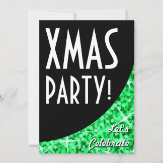 Glitz Green black curve Xmas Party! invitation
