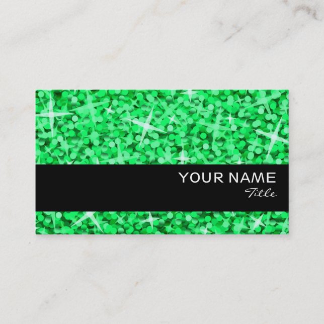 Glitz Green black stripe business card template (Front)