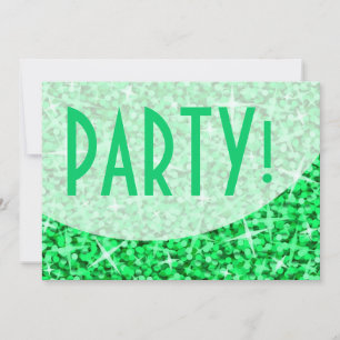 Glitz Green curve 'Party!' invitation