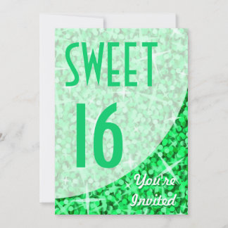Glitz Green curve "Sweet 16" invitation