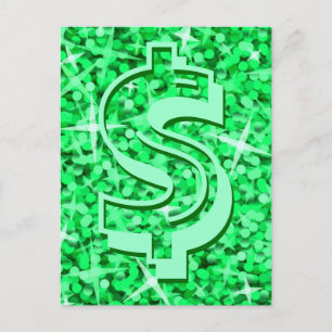 Glitz Green dollar '$' postcard