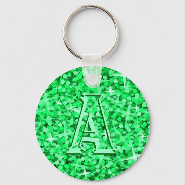 Glitz Green 'monogram' keychain (Front)