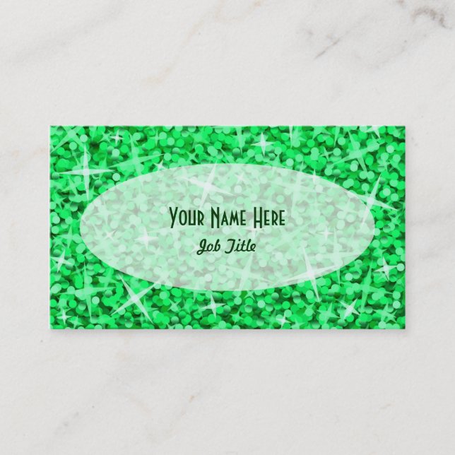 Glitz Green Oval business card template (Front)