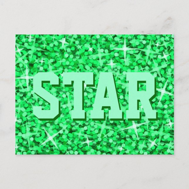 Glitz Green 'STAR' postcard (Front)