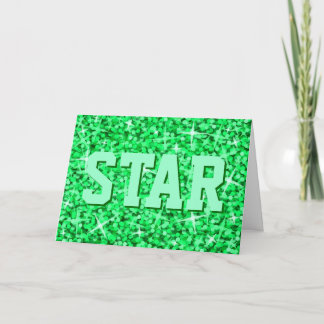 Glitz Green 'Star' 'Your Text' greetings card