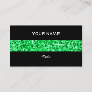 Glitz Green stripe business card black back