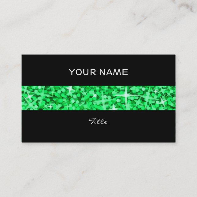 Glitz Green stripe business card black back (Front)