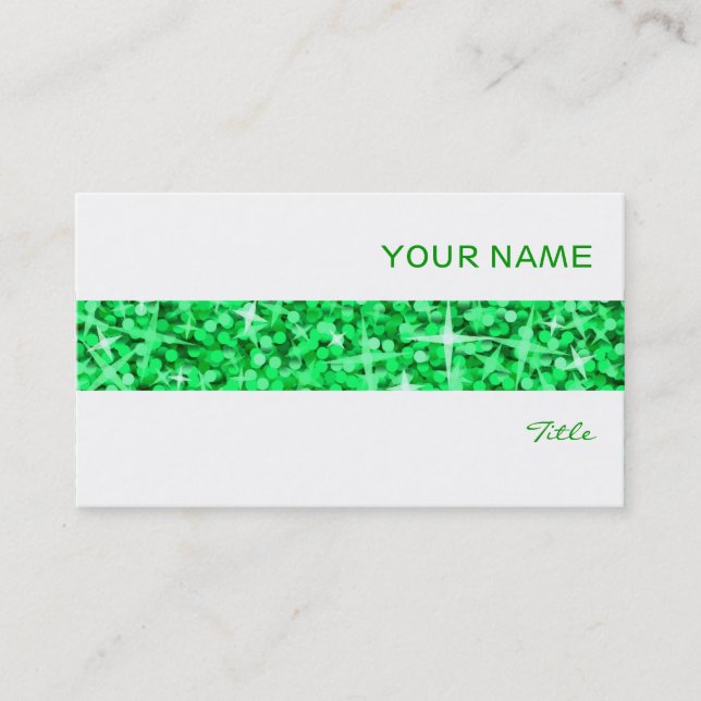 Glitz Green stripe business card white (Front)