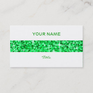 Glitz Green stripe business card white back