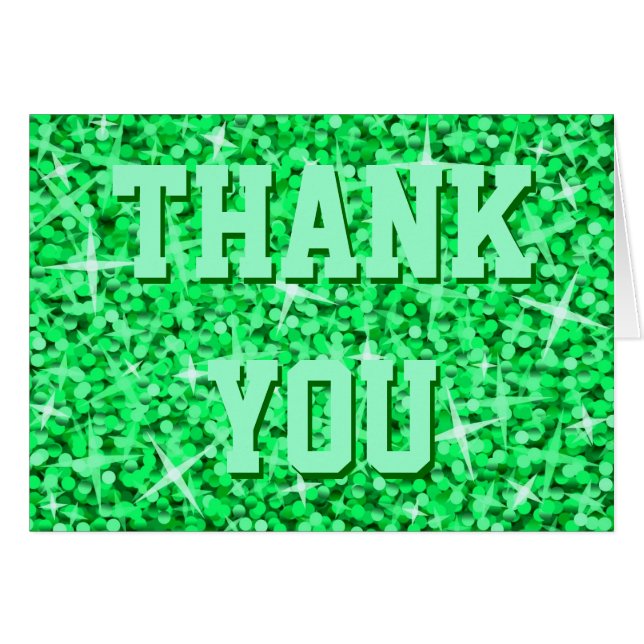 Glitz Green 'Thank You' greetings card (Front Horizontal)