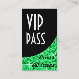 Glitz Green 'VIP Pass' Black Curve business card