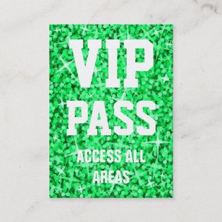 Glitz Green 'VIP PASS' business card chubby