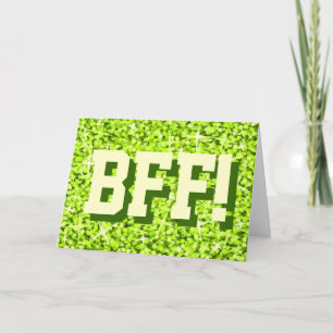 Glitz Lime 'BFF!' 'Your Text' greetings card