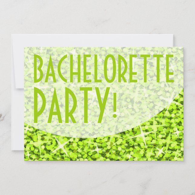 Glitz Lime curve 'Bachelorette Party!' Invitation (Front)