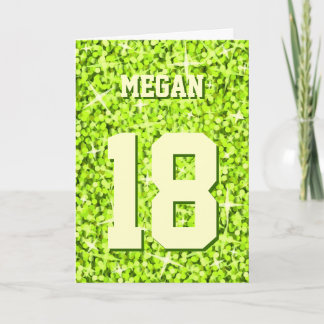 Glitz Lime 'Name and Age' 'Happy Birthday' card