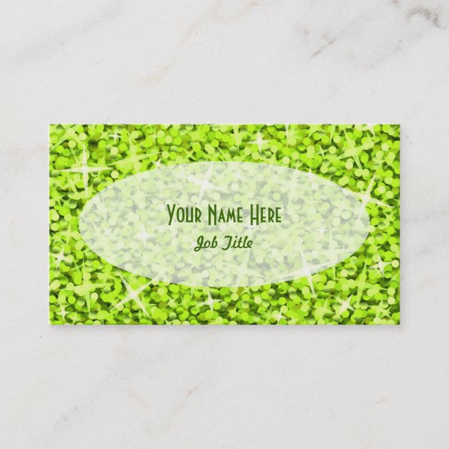 Glitz Lime Oval business card template (Front)
