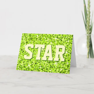 Glitz Lime 'Star' 'Your Text' greetings card