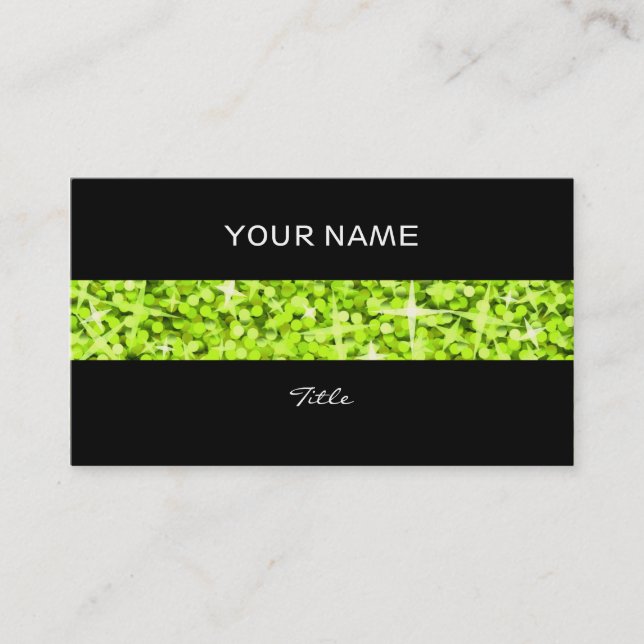 Glitz Lime stripe business card black back (Front)