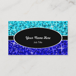 Glitz Mix Blue black oval business card