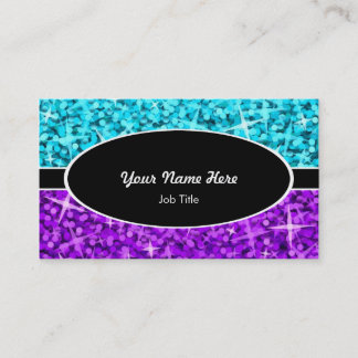 Glitz Mix Blue Purple black oval business card