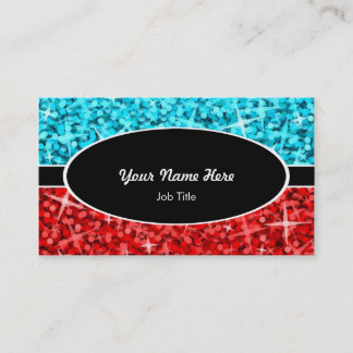 Glitz Mix Blue Red black oval business card