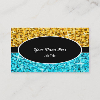 Glitz Mix "Gold" Blue black oval business card