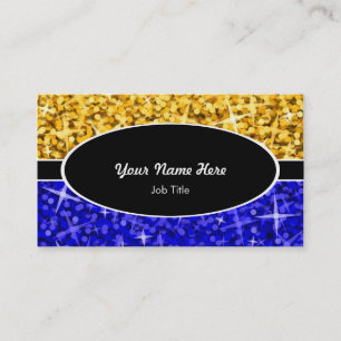 Glitz Mix "Gold" Dark Blue black oval business Card