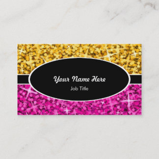 Glitz Mix "Gold" Pink black oval business card