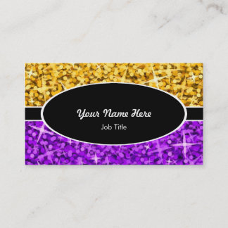 Glitz Mix "Gold" Purple black oval business card