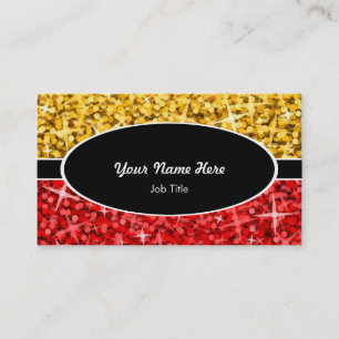 Glitz Mix "Gold" Red black oval business card
