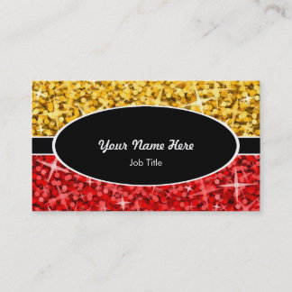 Glitz Mix "Gold" Red black oval business card