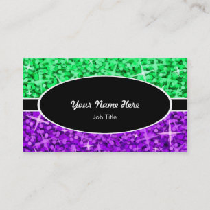 Glitz Mix Green Purple black oval business card