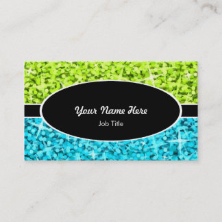 Glitz Mix Lime Blue black oval business card