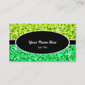 Glitz Mix Lime Green black oval business card
