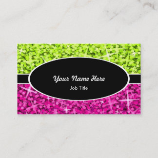Glitz Mix Lime Pink black oval business card