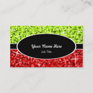 Glitz Mix Lime Red black oval business card