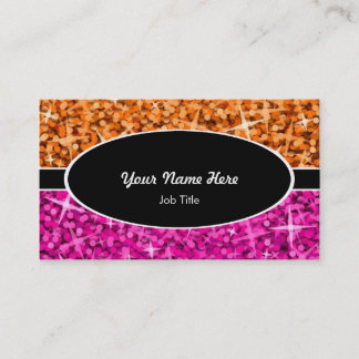 Glitz Mix Orange Pink black oval business card