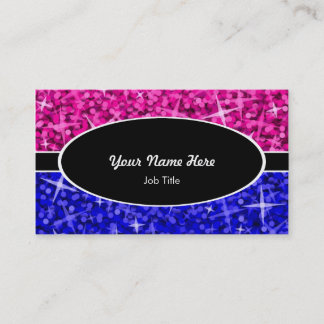 Glitz Mix Pink Blue black oval business card