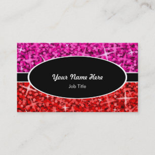 Glitz Mix Pink Red black oval business card