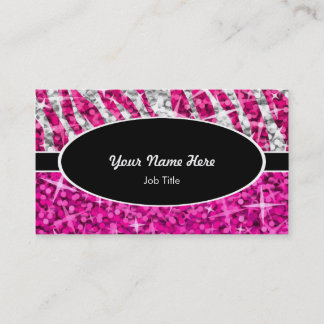 Glitz Mix Pink Zebra Purple black oval Business Card