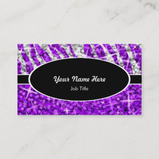 Glitz Mix Purple Zebra Purple black oval Business Card