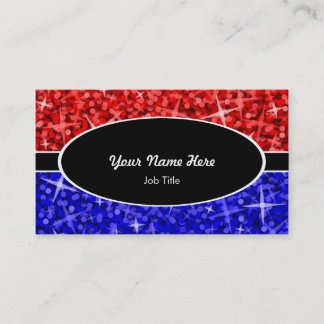 Glitz Mix Red Blue black oval business card