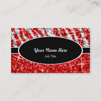 Glitz Mix Red Zebra Red black oval Business Card