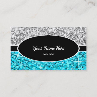 Glitz Mix "Silver" Blue black oval business card